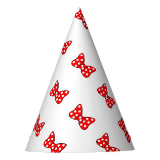 Red Polka Dots Bows auf weißem Hintergrund Partyhütchen