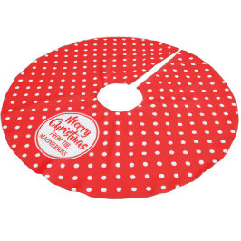 Red Polka Dots Christmas Tree Skirt Polyester Weihnachtsbaumdecke