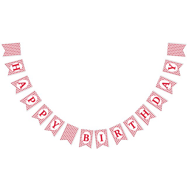 Red Polka dots Happy Birthday Wimpelkette (Alle)