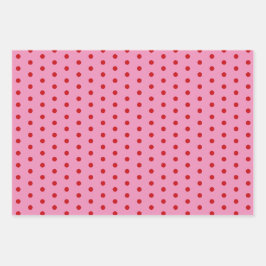 Red Polka Dots on Pink Geschenkpapier Set