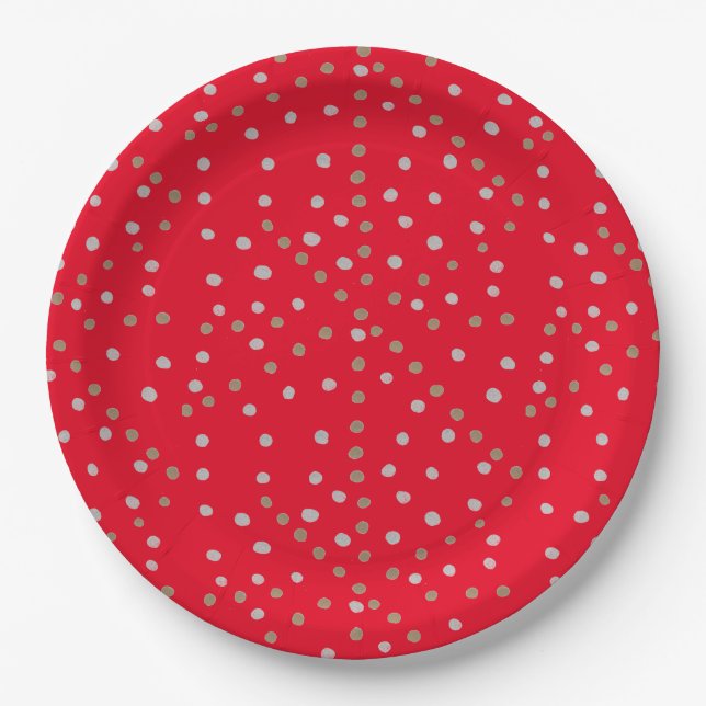 Red Polka Dots Pappteller (Vorderseite)