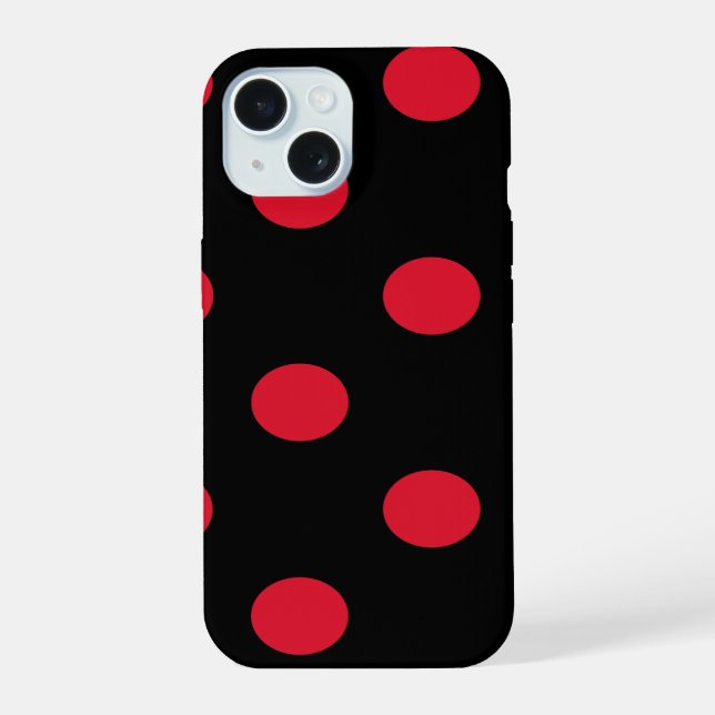 red polka-dots pattern iPhone 15 hülle (Rückseite)