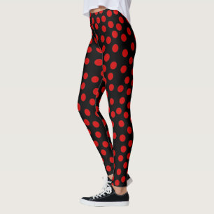Red Polka Dots Pattern Schwarz Leggings