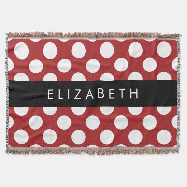 Red Polka Dots, Polka Dot Pattern, Ihr Name Decke (Vorderseite)