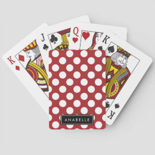 Red Polka Dots, Polka Dot Pattern, Ihr Name Spielkarten