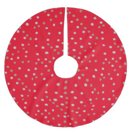 Red Polka Dots Polyester Weihnachtsbaumdecke