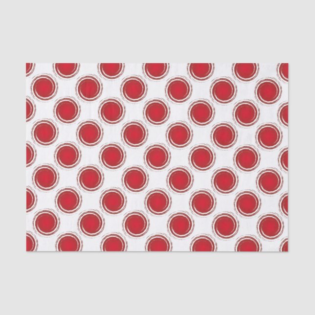 Red Polka Dots Swirling Circles Seidenpapier (Vorderseite)