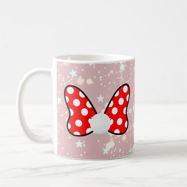 Red polka dots vibrant Ribbon Kaffeetasse (Links)