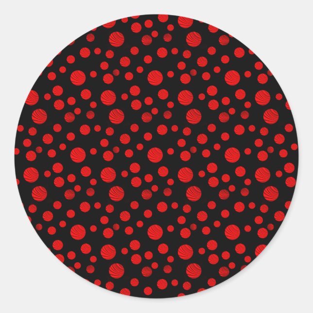 Red Polka Dots Weihnachtsaufkleber Runder Aufkleber (Vorderseite)