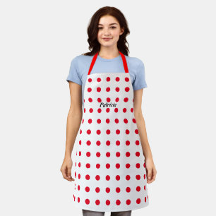 Red Polka Dots Weißer Individuelle Name Farbenfro Schürze