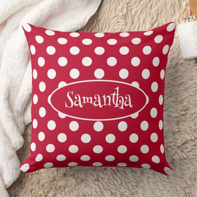 RED + Polka White Dots Kissen (Decke)