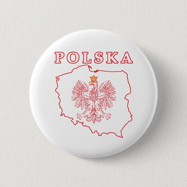 Red Polska Karte mit Adler Button (Vorderseite)