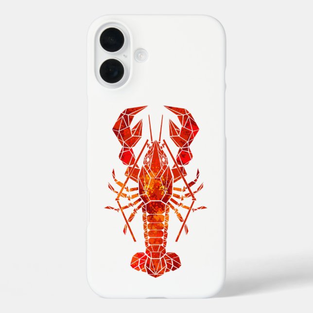 Red polygonal lobster iPhone 16 plus hülle (Rückseite)