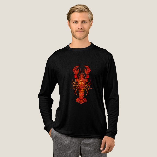 Red polygonal lobster Tri-Blend shirt (Volle Vorderseite)