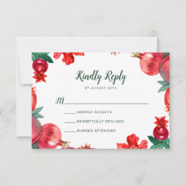 Red Pomegranate Botanical Wedding RSVP