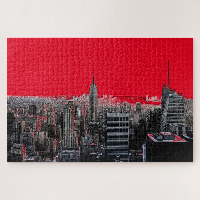 Red Pop Art New York City Manhattan (Horizontal)