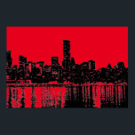 Red Pop Art New York City Manhattan Silhouette Poster<br><div class="desc">New York City Night Digital Image - USA Großstädte</div>
