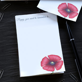 Red Poppe Blume Individuelle Name White Post It No Post-it Klebezettel