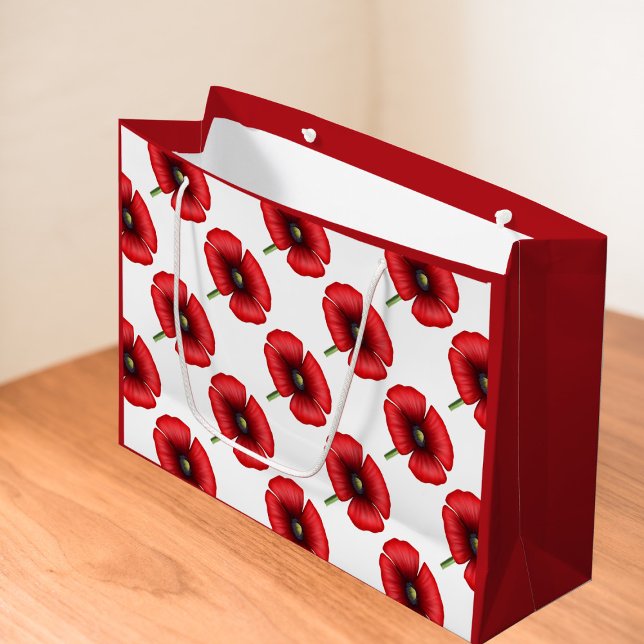 Red Poppe Blume Muster Große Geschenktasche Große Geschenktüte (A pretty poppy patterned red gift bag. Check the collection for other sizes. Pop a gift in it today!)