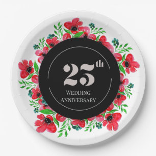 Red Poppies 25. Hochzeitstag Pappteller