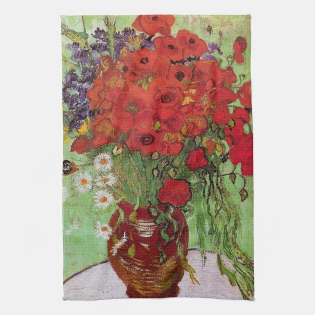 Red Poppies and Daisies von Vincent van Gogh Geschirrtuch (Vertikal)