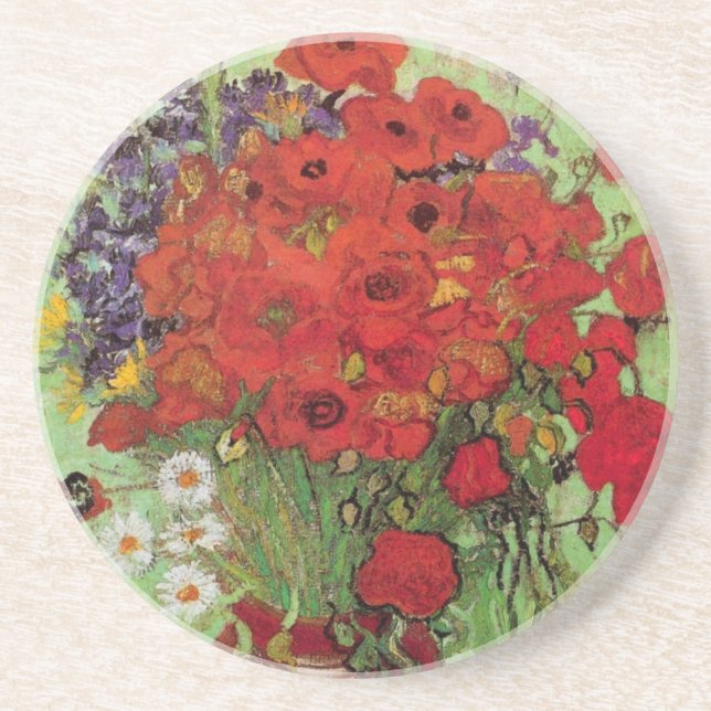 Red Poppies and Daisies von Vincent van Gogh Getränkeuntersetzer (Vorne)
