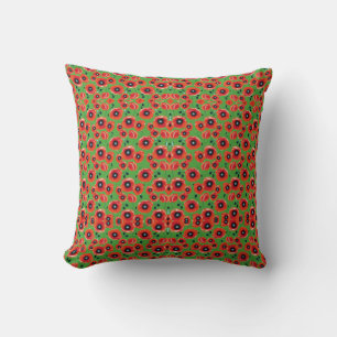 Red Poppies Apple Green Kissen