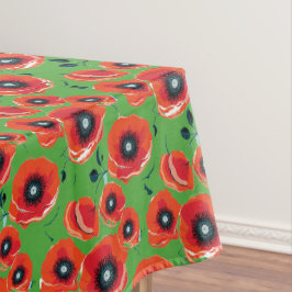Red Poppies Apple Green Tischdecke