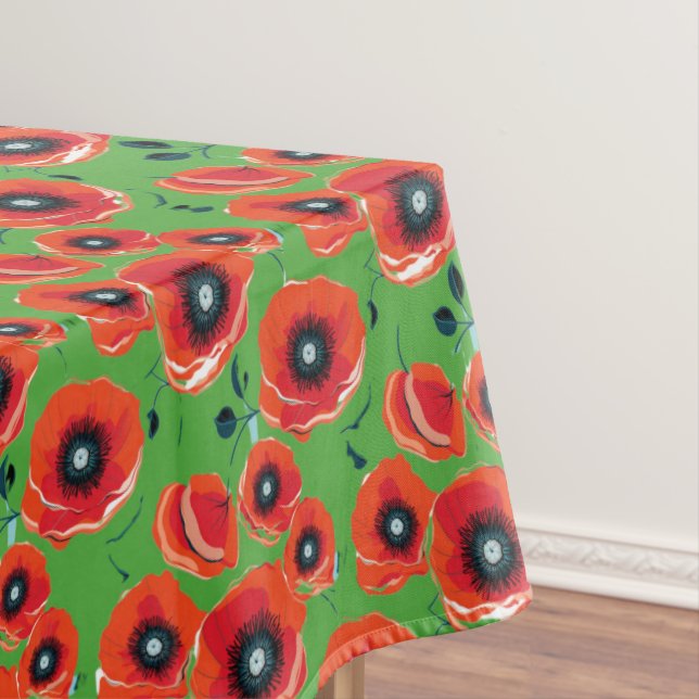 Red Poppies Apple Green Tischdecke (Beispiel)