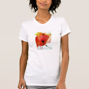 Red Poppies Aquarell Moderne Blumenkunst T-Shirt