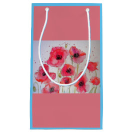 Red Poppies Aquarellmalerei Blumenbeutel Kleine Geschenktüte