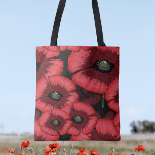 Red Poppies Art Motif Moderne Floral Sac fourre-to