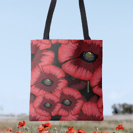 Red Poppies Art Pattern Moderne Blumenkähne Tasche