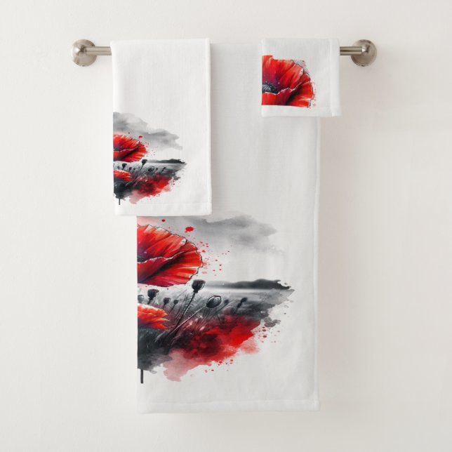 "Red Poppies" Badhandtuch Set (Insitu)
