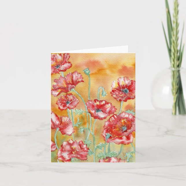 "Red Poppies" Blank Notecard Dankeskarte (Vorderseite)