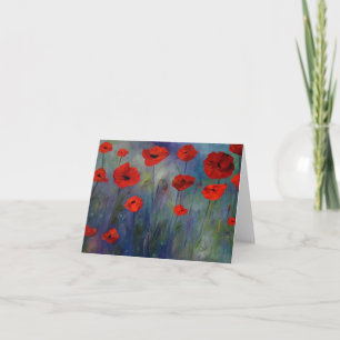 Red Poppies Blue Fog Fine Art Card Karte