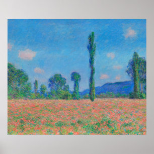 Red Poppies Blue Sky by Monet - Mohnfeld Poster