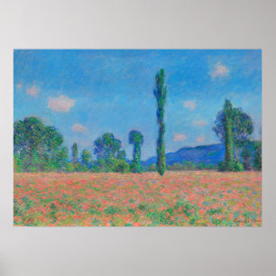Red Poppies Blue Sky by Monet - Mohnfeld Poster