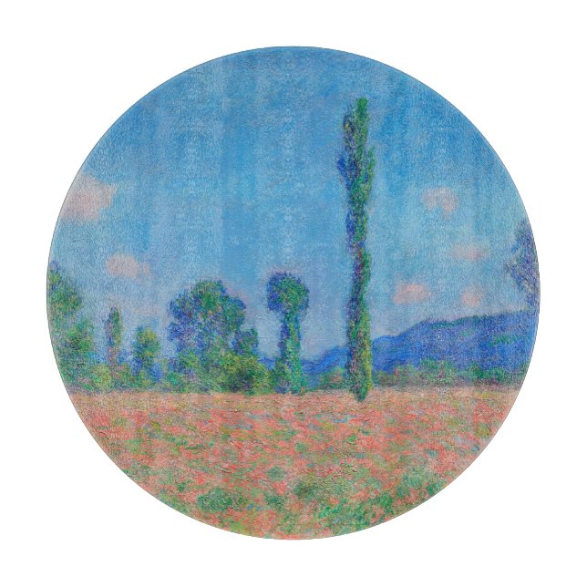 Red Poppies Blue Sky by Monet - Mohnfeld Schneidebrett (Vorderseite)