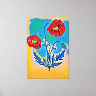 Red Poppies Blume Abstrakt Original digitale Kunst Leinwanddruck