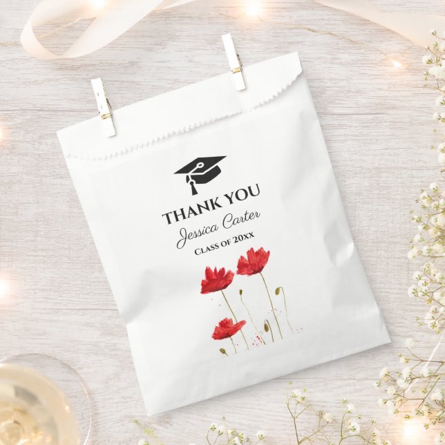 Red Poppies Blume Blumenkohl Abschluss Vielen Dank Geschenktütchen (Ausgeschnitten)