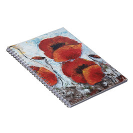Red Poppies Blume Mohn whimsical Notizblock Journa