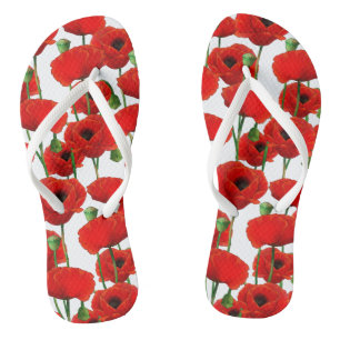 Red Poppies Blumenmuster Flip Flops