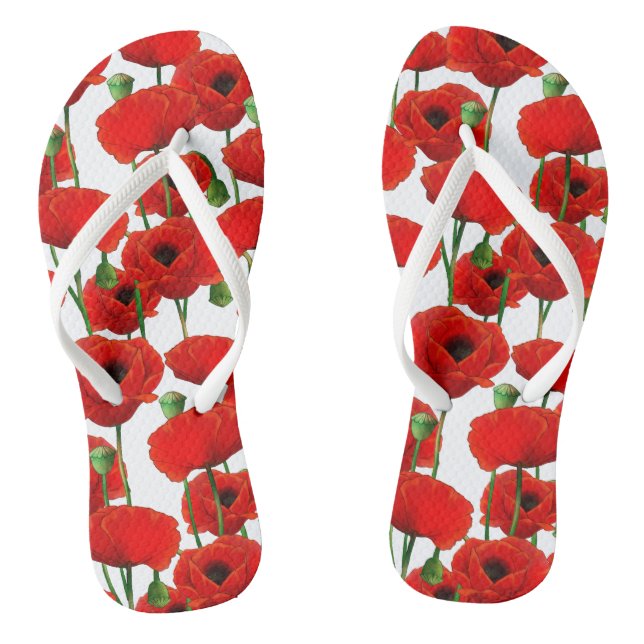 Red Poppies Blumenmuster Flip Flops (Fußbett)