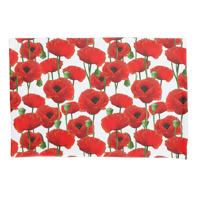 Red Poppies Blumenmuster Kissenbezug (Vorderseite)