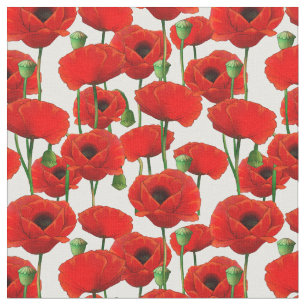 Red Poppies Blumenmuster Stoff