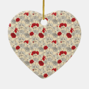 Red Poppies Blumenweihnachtsfest Keramik Ornament