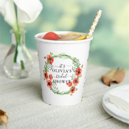 Red Poppies Botanisches Brautparty Paper Cups Pappbecher