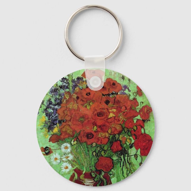 Red Poppies & Daisies (F280) Van Gogh Fine Art Schlüsselanhänger (Vorderseite)