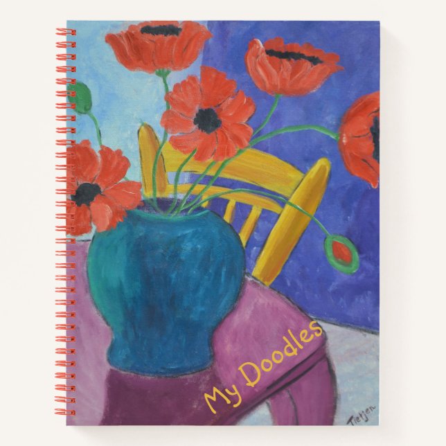 Red Poppies Doodle Book Notizbuch (Vorderseite)